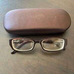 Women's Full Rim Eyeglasses Frame w/ Beautiful Gold Detailing on Sides and Case